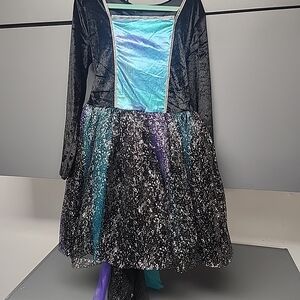 Sz M Kids Goth Dark FAIRY UNICORN COSTUME Ballerina Glitter SHIMMER Sparkle